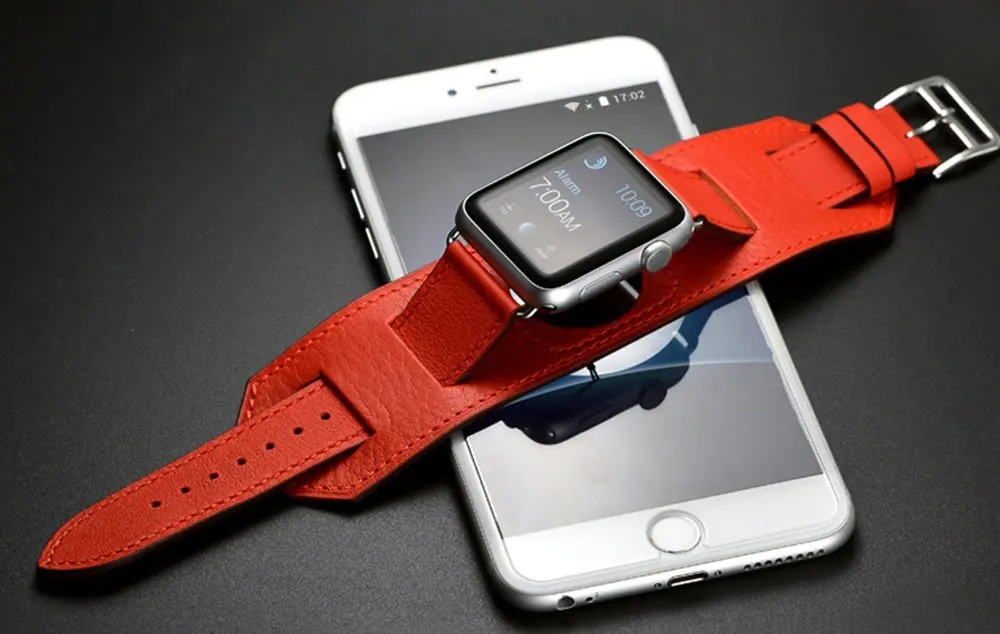 LEONIDAS ремешок из натуральной кожи для Apple Watch пряжка часов полосы 38 мм 42 мм|Ремешки