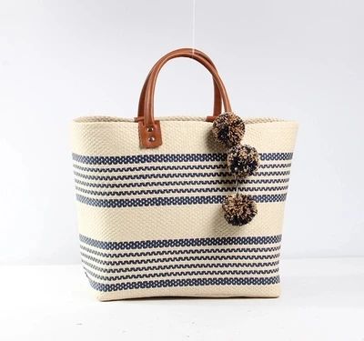 Женская Соломенная Сумка-тоут Caker большая пляжная соломенная сумка контрастных