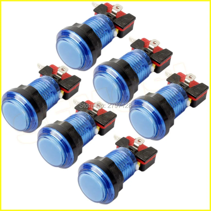 50 шт. LED кнопка аркада комплект прозрачный загорающаяся Пуговицы с