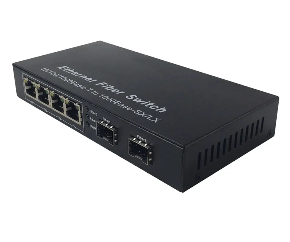 2 слота sfp волоконно-оптический гигабитный коммутатор sfp к 4 портам rj45 UTP ethernet медиаконвертер SC одиночный режим FTTH GPON терминал