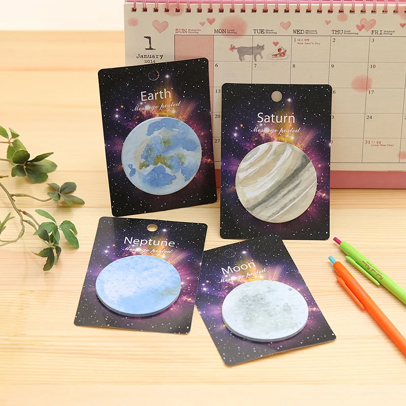 24 PCs Korea Creative Notes Planet Shape Notepad Earth Moon Round N Times Posted Comments Posted