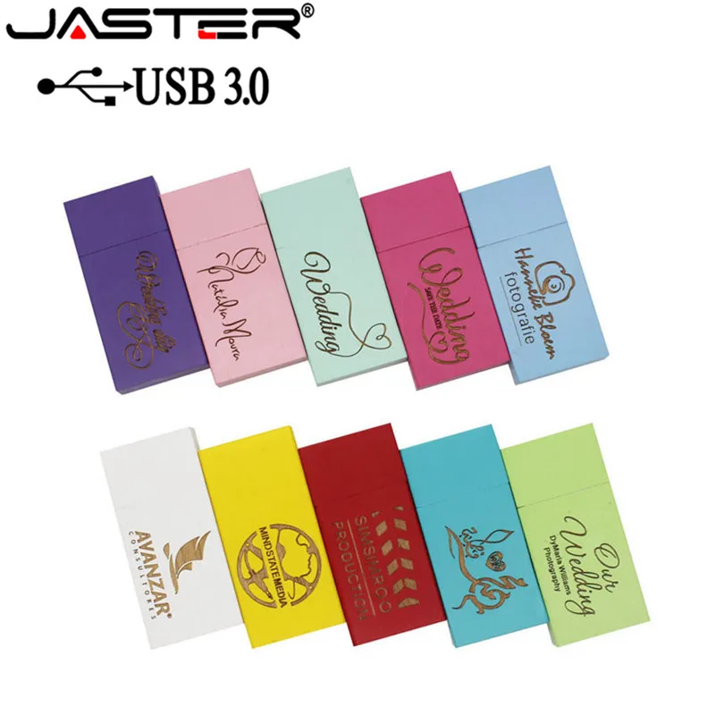 JASTER USB 3,0 логотип персональный деревянный цветной блок USB флеш-накопитель креативный подарок флешка 4G 8GB 16GB 32GB Деревянная Карта памяти