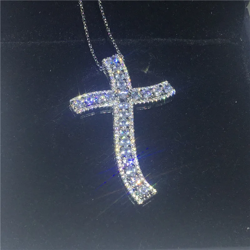 Кулон в виде креста Vecalon уникальное длинное ожерелье из стерлингового серебра 925