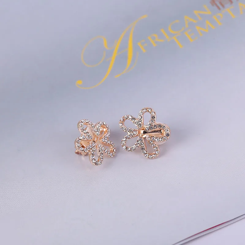 Серьги-клипсы JIOFREE в Корейском стиле форме пяти лепестков без пирсинга для