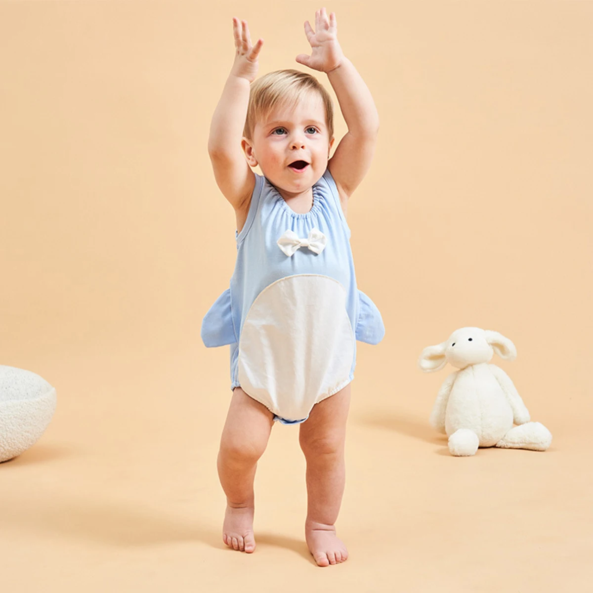 Летний детский комбинезон без рукавов с изображением дельфина для новорожденных