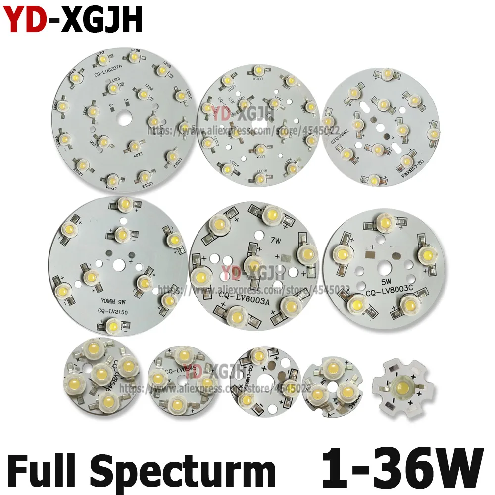 

Hot 2pcs High Power LED Chip Full Spectrum Grow Light Lamp 1W 380 - 840nm COB Beads for Indoor Plant Growth with 1-36W PCB