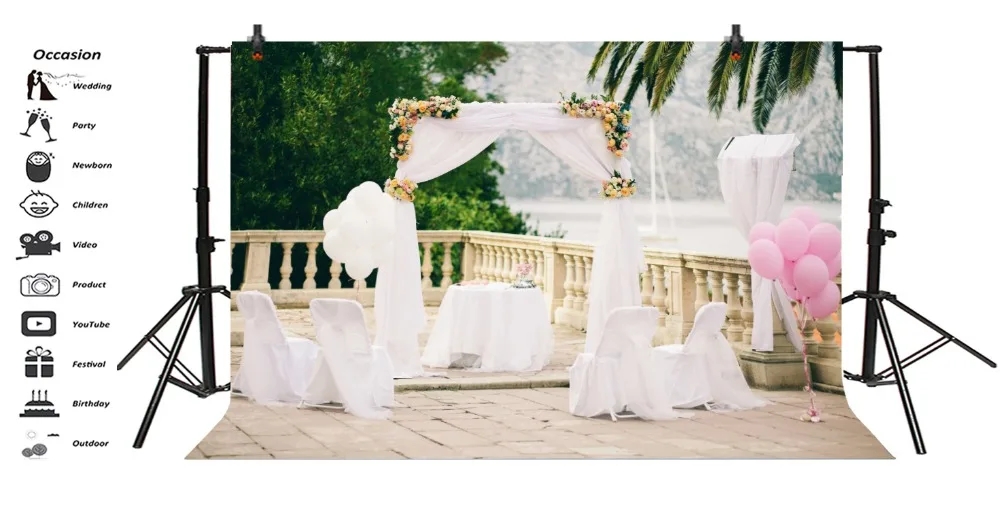 Laeacco Park Curtain Flowers Balloons Photocall Wedding Photo Backgrounds Customized Photographic Backdrops For Studio | Электроника