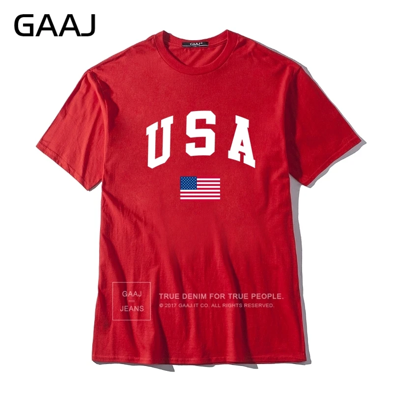 GAAJ, США, американский флаг, Мужская футболка, топ, высокое качество, футболки для мужчин, 3XL, футболка, принт, Homme, брендовая одежда, повседневная Уличная одежда - Цвет: Red