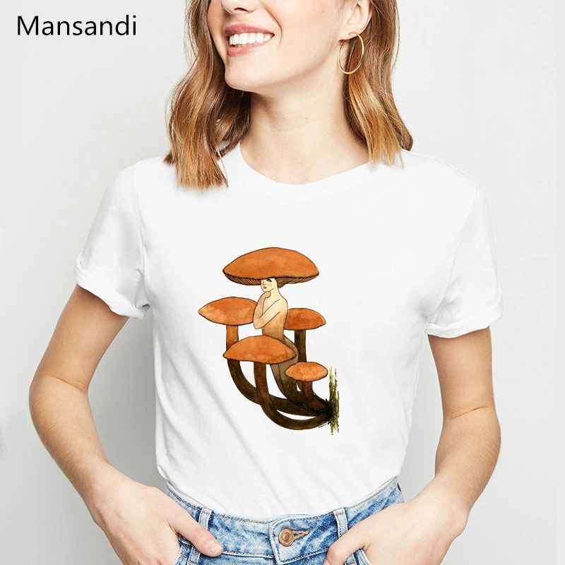 Женская Винтажная футболка с принтом в виде розовых грибов|Футболки| |
