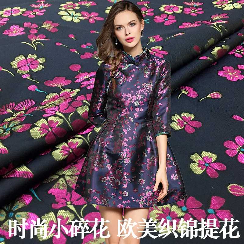 

2017 high quality 160cm wide small floral dress cheongsam trench coat jacquard fabric autumn and winter fashion fabrics women