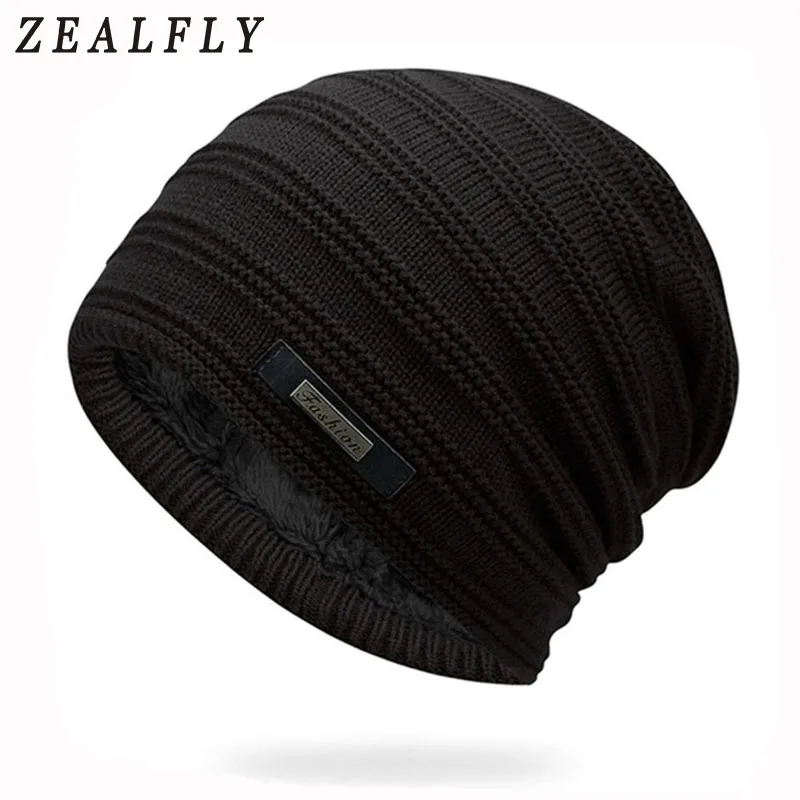

Solid Cap Men Velvet Lining Winter Hat For Women Fashion Warm Knitted Hats Outdoor Sport Hat Female