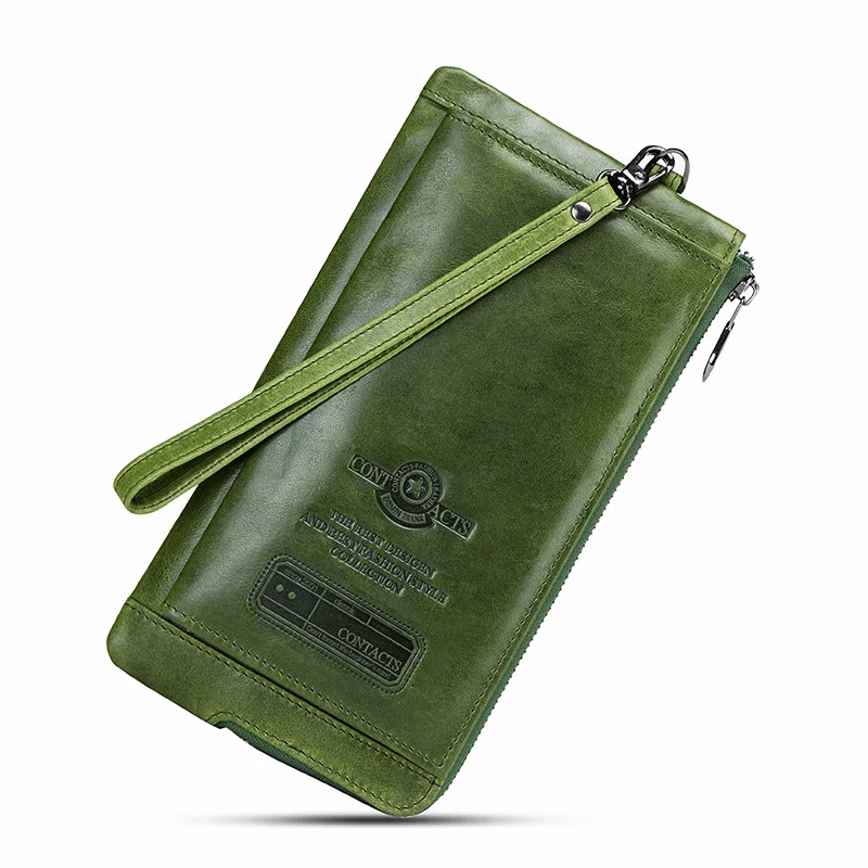 

Genuine Leather Fashion Long Wallet Women Rfid Card Holder Wallets for Women Zipper Coin Purse Female Clutch Bag