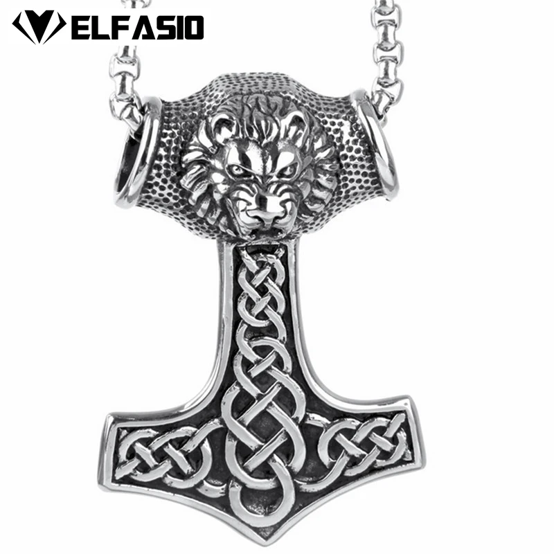 Мужской серебряный кулон король льва Тора Молот норвежский Magick Mjolnir ожерелье из