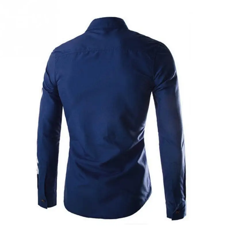 Модные Для мужчин рубашка с длинными рукавами отложной воротник буквы Футболка