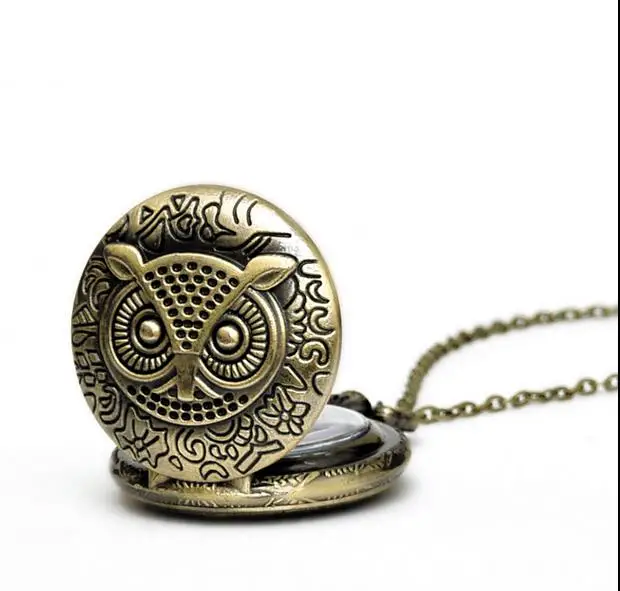 Женские и мужские карманные часы с подвеской в виде совы из кварцевой бронзы
