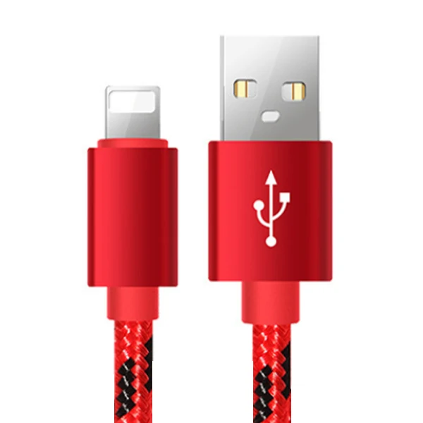 Красный NOHON нейлоновый USB кабель для зарядки и передачи данных для iPhone X, 8, 7, 6 S, 6, 5S, XS, Max, XR Plus, быстрая зарядка, IOS 10, 11, Кабель зарядного устройства для освещения, 1 м, 2 м - Цвет: Красный