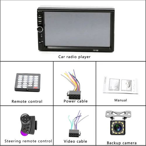 Автомагнитола 2 Din Mp5 плеер Bluetooth Handsfree сенсорный экран авто радио обратное изображение поддержка камеры заднего вида Mirrorlink 7018B - Цвет: With 12led camera