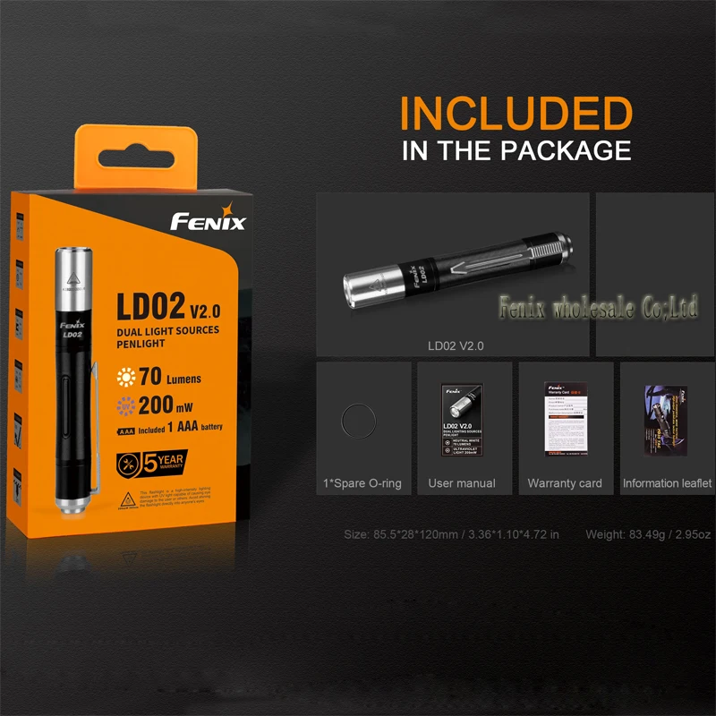 Новинка 2018 фонарик Fenix LD02 V 2 0 CRI Cree светодиодный с теплым белым светом и нм УФ