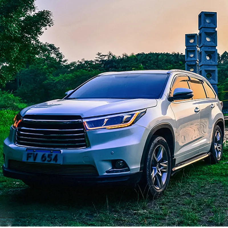 VLAND светодиодные полосы Фары в сборе для фары Toyota Highlander 14 16 Bi xenon объектив проектор