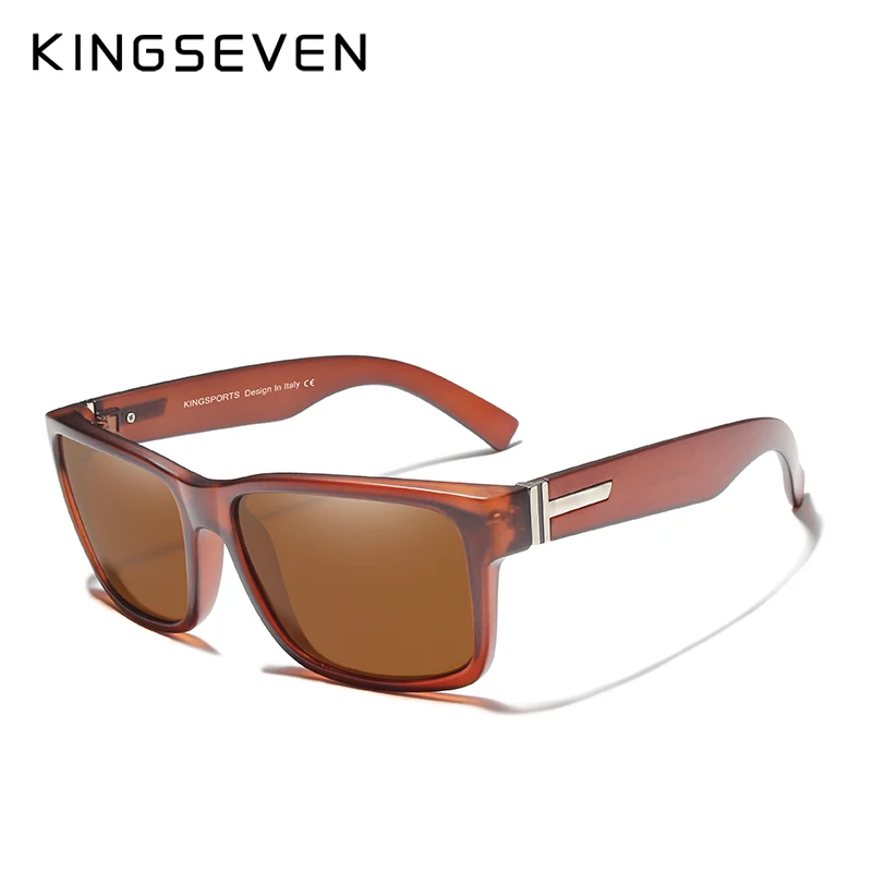 brown KINGSEVEN, мужские поляризованные солнцезащитные очки, зеркальные очки, солнцезащитные очки, мужские очки, lunette de soleil - Цвет линз: brown