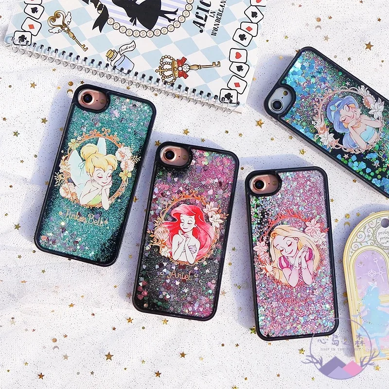 Cartoon Classic Anime Bling Glitter Phone Case For iphone Xs MAX Xr X 5 6 6s 8 7plus Sleeping Beauty Liquid Quicksand Cover |