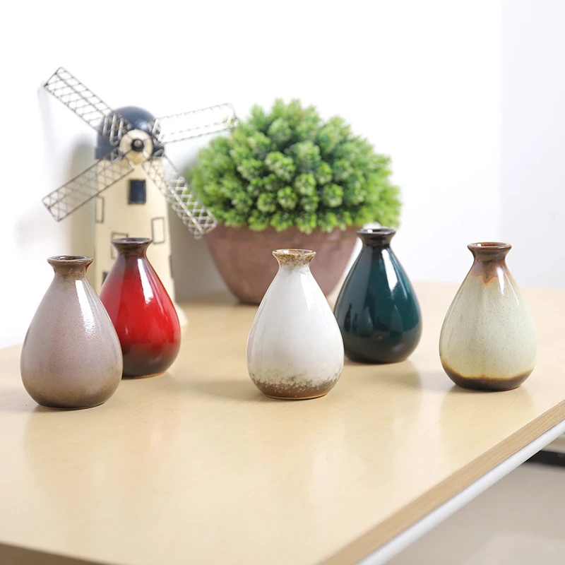 Мини Zakka керамика ваза Ретро Матовая Обои для рабочего шкафа под ТВ украшение