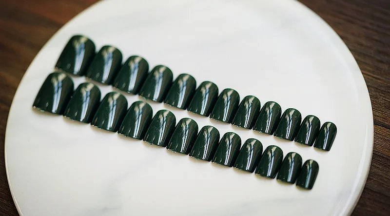 24 шт./компл. супер яркие Ретро темно зеленые цветные накладные ногти милые