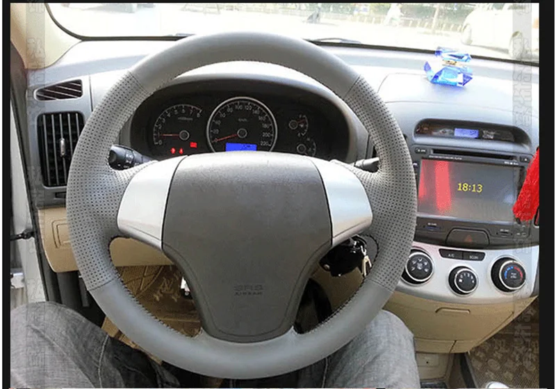 Ручная работа, черная натуральная кожа, чехол на руль для hyundai Elantra Old Elantra 2004-, специальные чехлы на руль