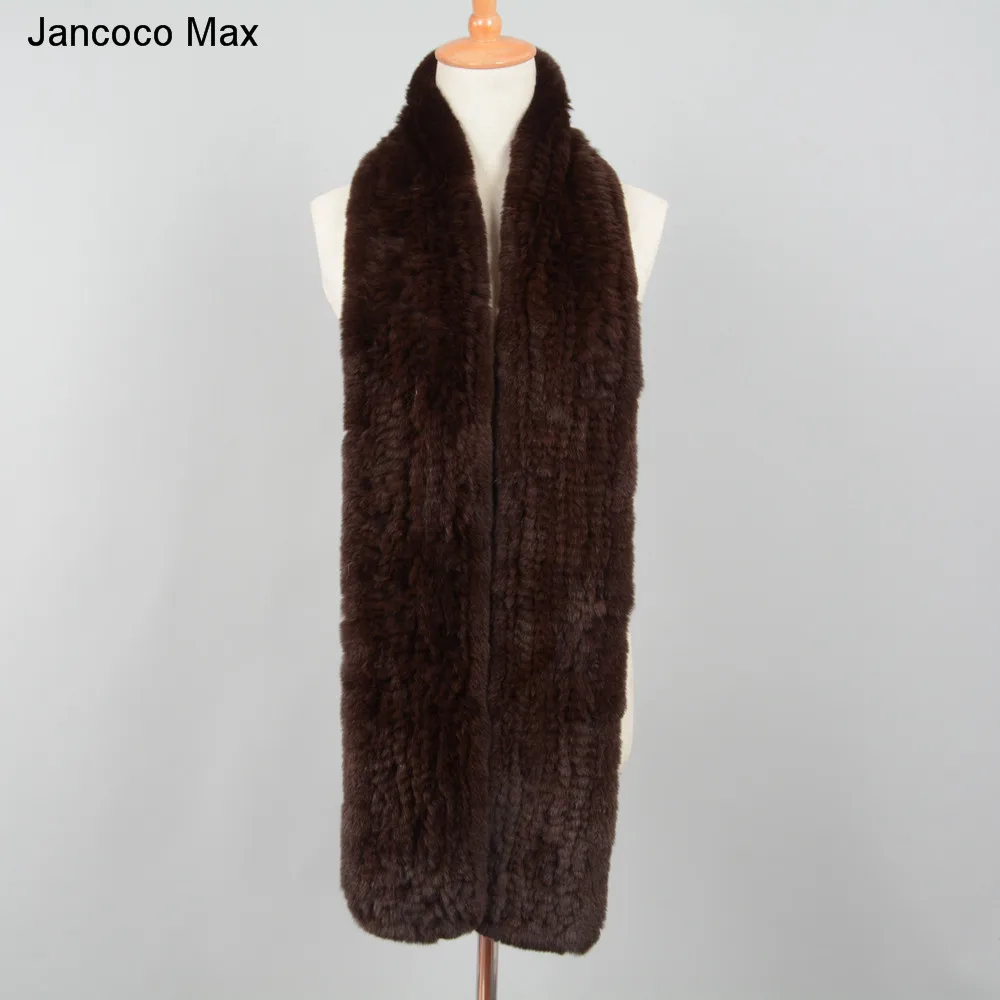 Jancoco Max зимний женский толстый вязаный шарф из натурального кролика рекс Модный стильный длинный шали высокого качества S7190