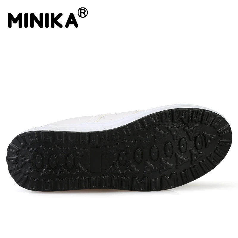 Minika/женская повседневная обувь на платформе кожаная женская танкетке белая