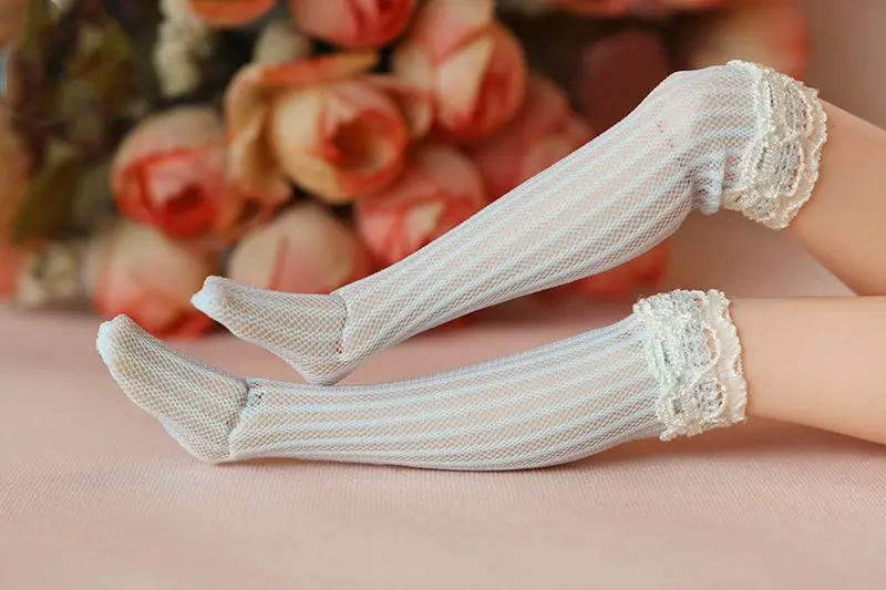 blue Новые кружевные носки Blyth Doll Высокие гольфы до колена для 1/6 аксессуары для кукольной одежды(fit Azone, Kurhn, Pullip, Barbies, Blyth, 1/6 Doll - Цвет: blue