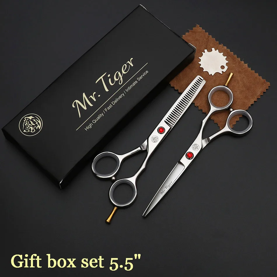 gift box set Япония Сталь 5,5 6,0 Профессиональный Парикмахерские ножницы набор ножниц для парикмахерской стрижки ножницы, ножницы стрижка - Цвет: gift box set