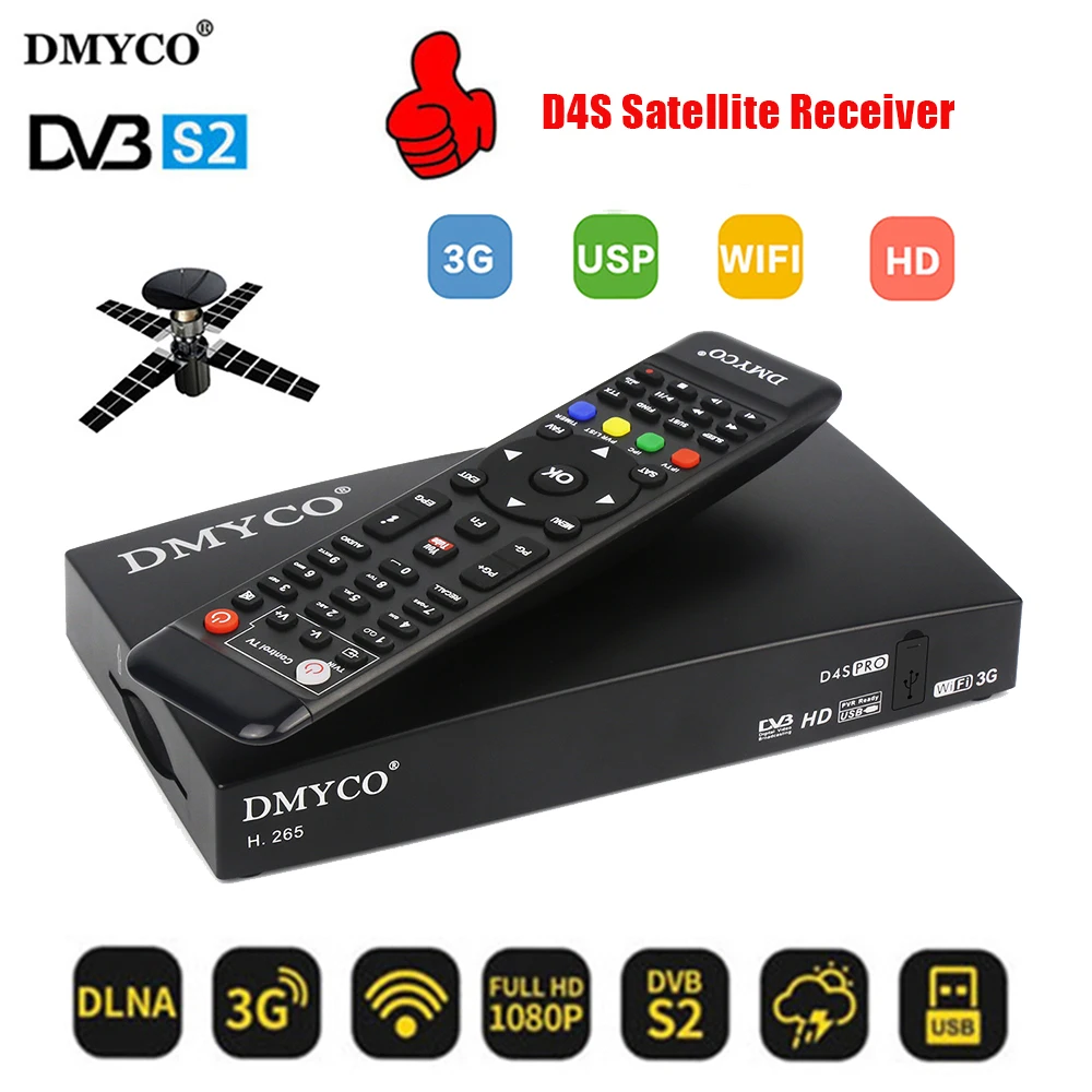D4S PRO DVB S2 спутниковый ТВ ресивер Full 1080 P HD Поддержка BissKey Newcam YouTube кабель 3g PVR Youporn