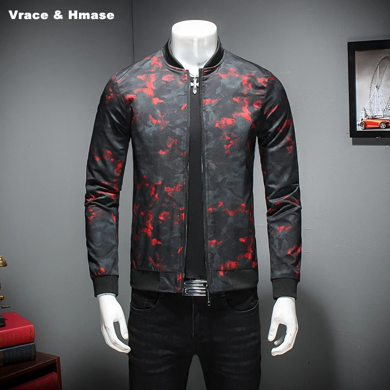 

J17008 Fashionable business casual camouflage printing stand collar jacket Autumn 2017 New large size quality thin jackets men