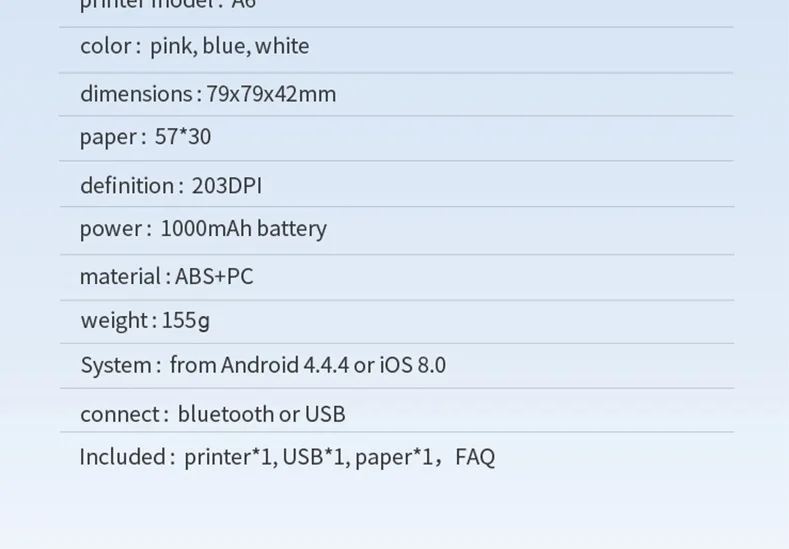 Pos-портативный принтер карманный мобильный тепловой Bluetooth 58 мм мини беспроводной POS Термальный фотопринтер для телефона Android iOS