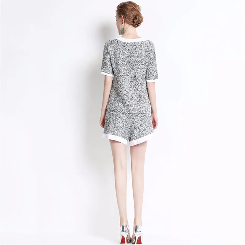 Новые летние женские вязаные топы и шорты из двух частей 2019 брендовые