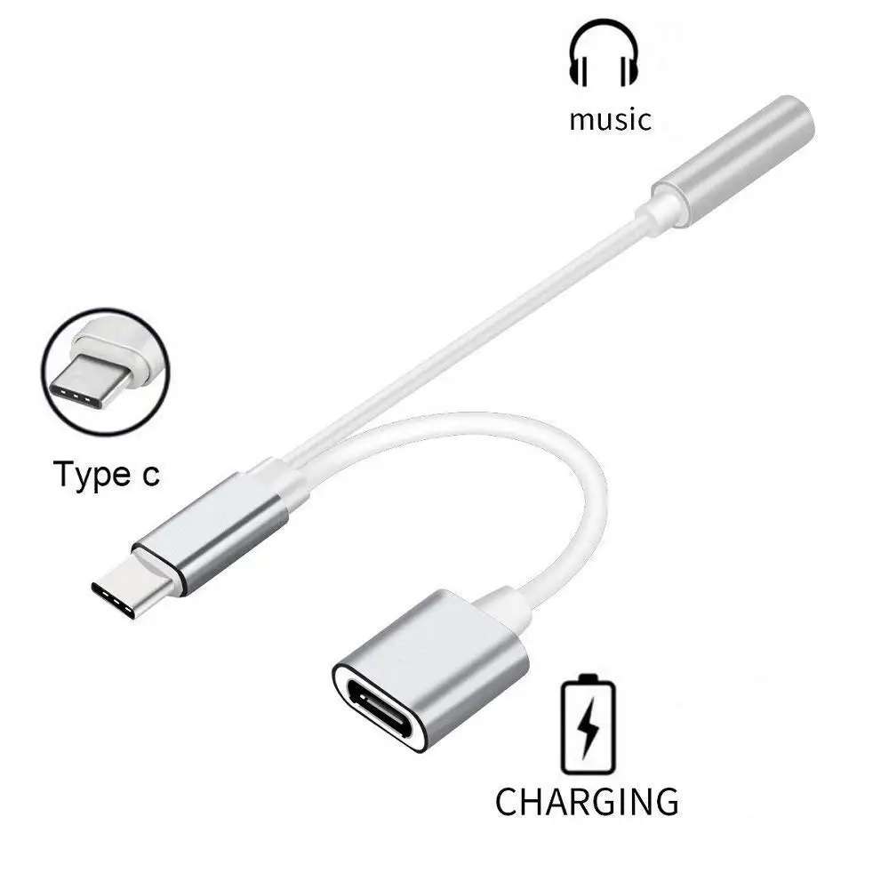 2 шт. аудиоадаптер типа C 3 5 мм для зарядки наушников USB разъем Aux jack кабель Xiaomi Mi 6 8 6X