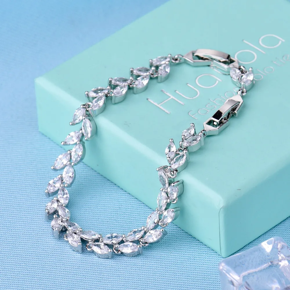 Женский браслет GULICX модный с белым цветным листом и фианитами | Украшения