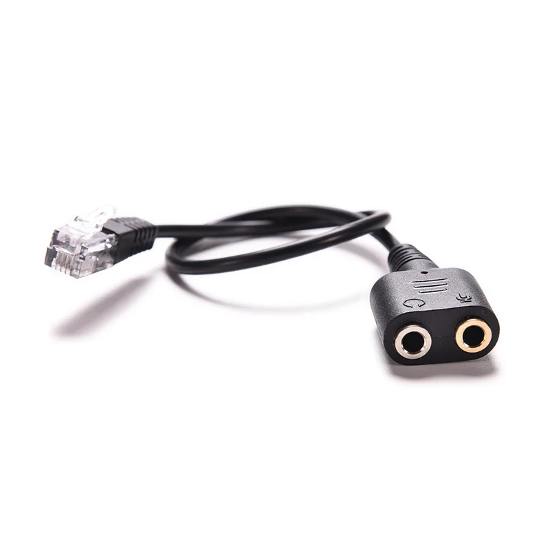 

Dual 3.5mm Audio Jack Female to Male RJ9 Plug Adapter Convertor Cable 25cm PC Headset Telephone Headset Cable