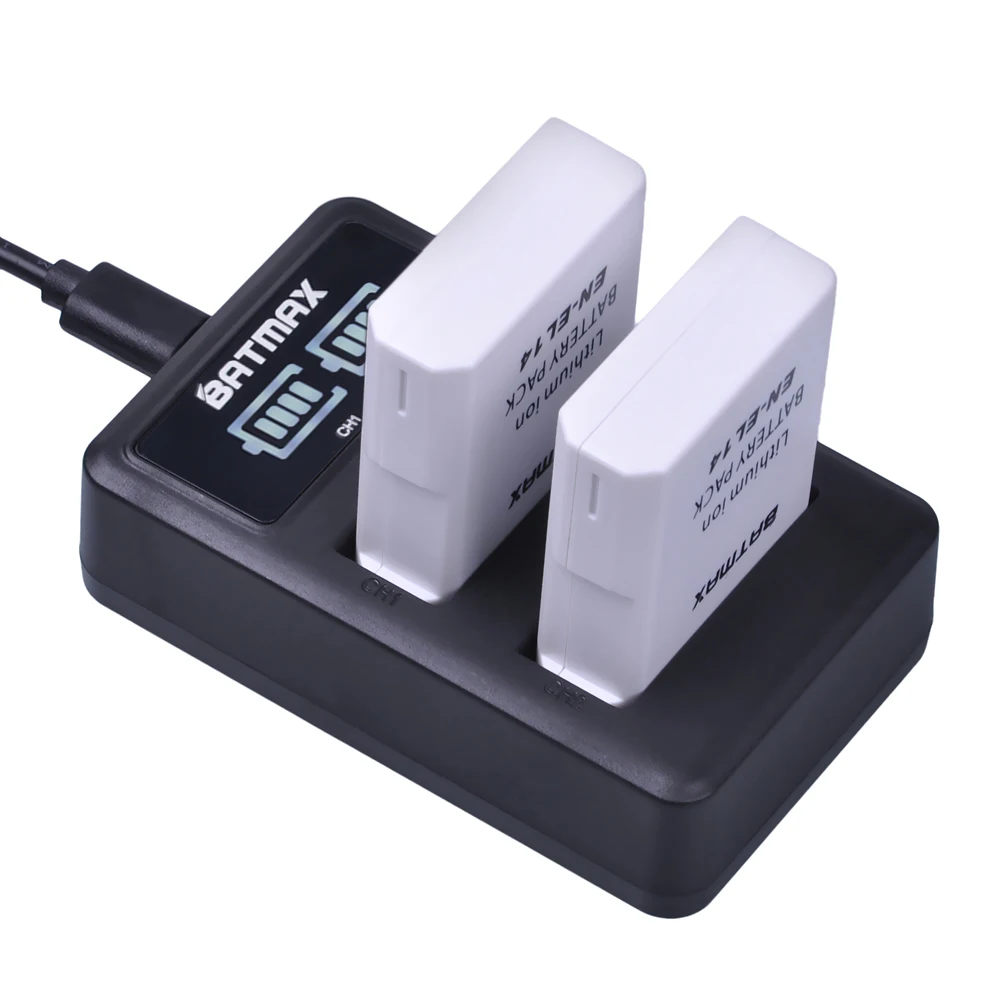 1 шт. светодиодный аккумулятор EN EL14a с двумя USB-портами для Nikon P7800 P7000 D5500 D5300 D5200 D3300