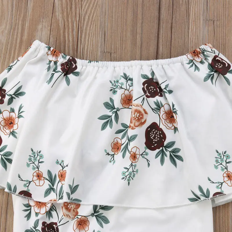 Дети для маленьких девочек мода бабочка рукава с открытыми плечами цветочный