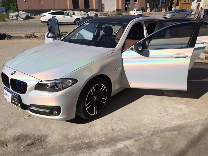 Белая Радужная Лазерная виниловая пленка автомобильная фольговая