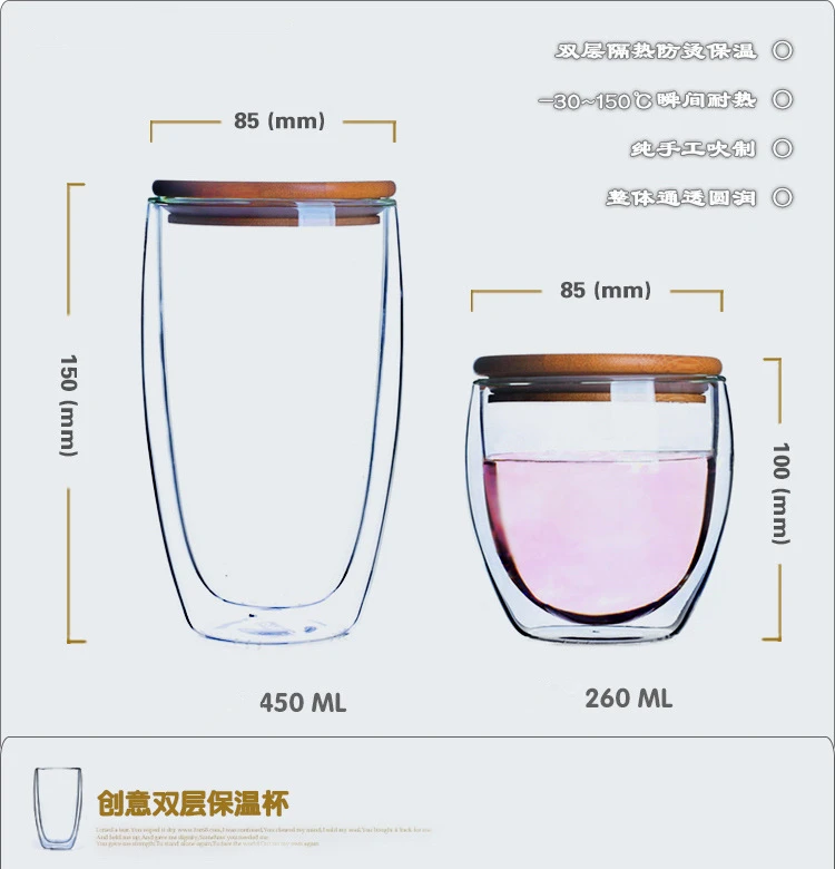 Горячая Канада Tasse Bodum Чашки Стекло высокой бора кремния двухэтажные цветок сосуд прозрачные кружка с двойными стенками Очки