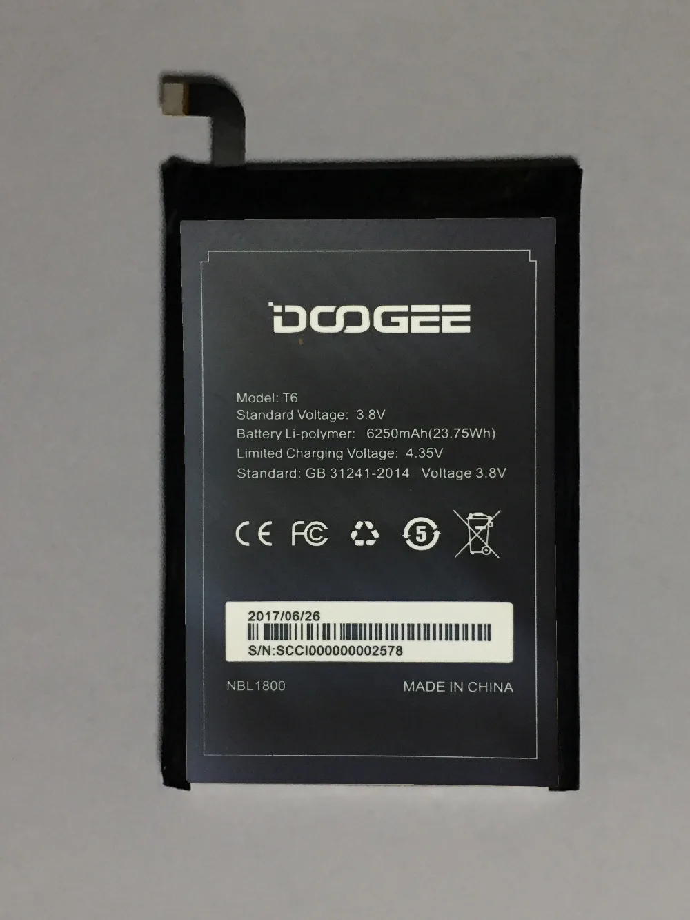 HOMTOM HT6 батарея 6250 мАч Новый Сменный аксессуар Аккумуляторы для и DOOGEE T6 сотовый