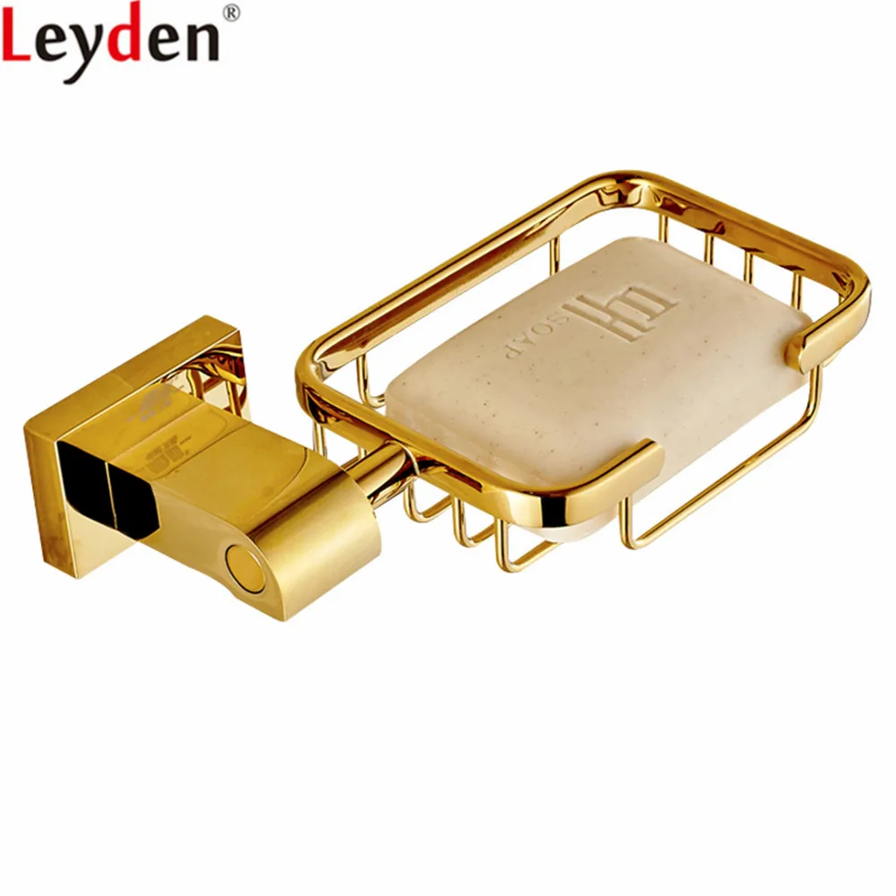 

Leyden Soap Dish Gold Solid Brass Wall Mounted Durable Antirust Soap Holder Soap Basket Bathroom Accessories Soap Dish
