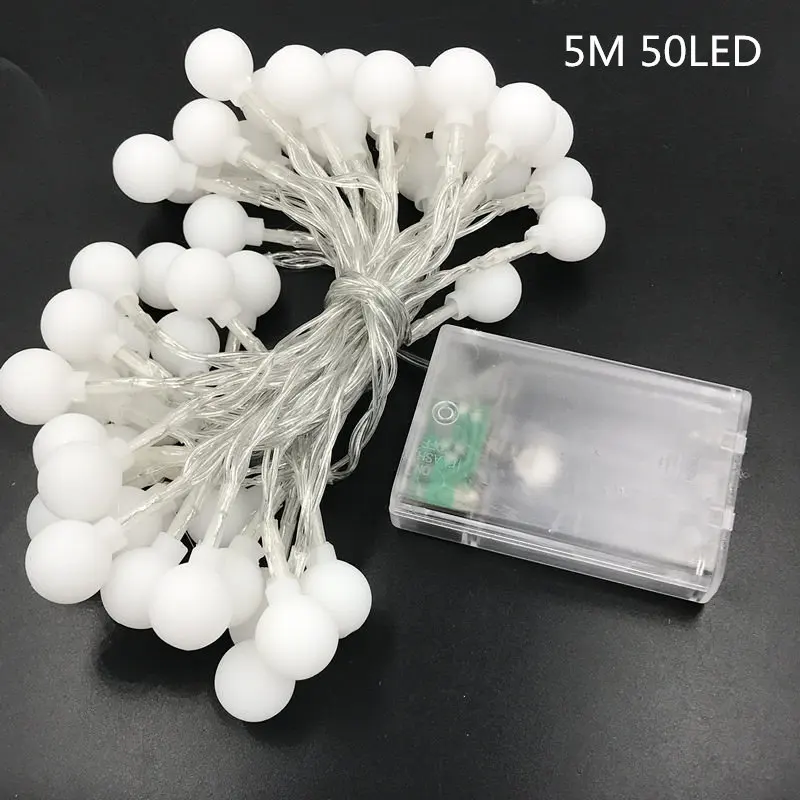 

5M 50pcs leds round transparent ball DIY led string light decoration,3AA battery operated party supplies,home,garden