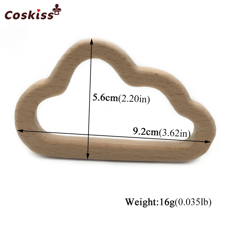 Органический Детский Прорезыватель для зубов деревянный с косыми облаками