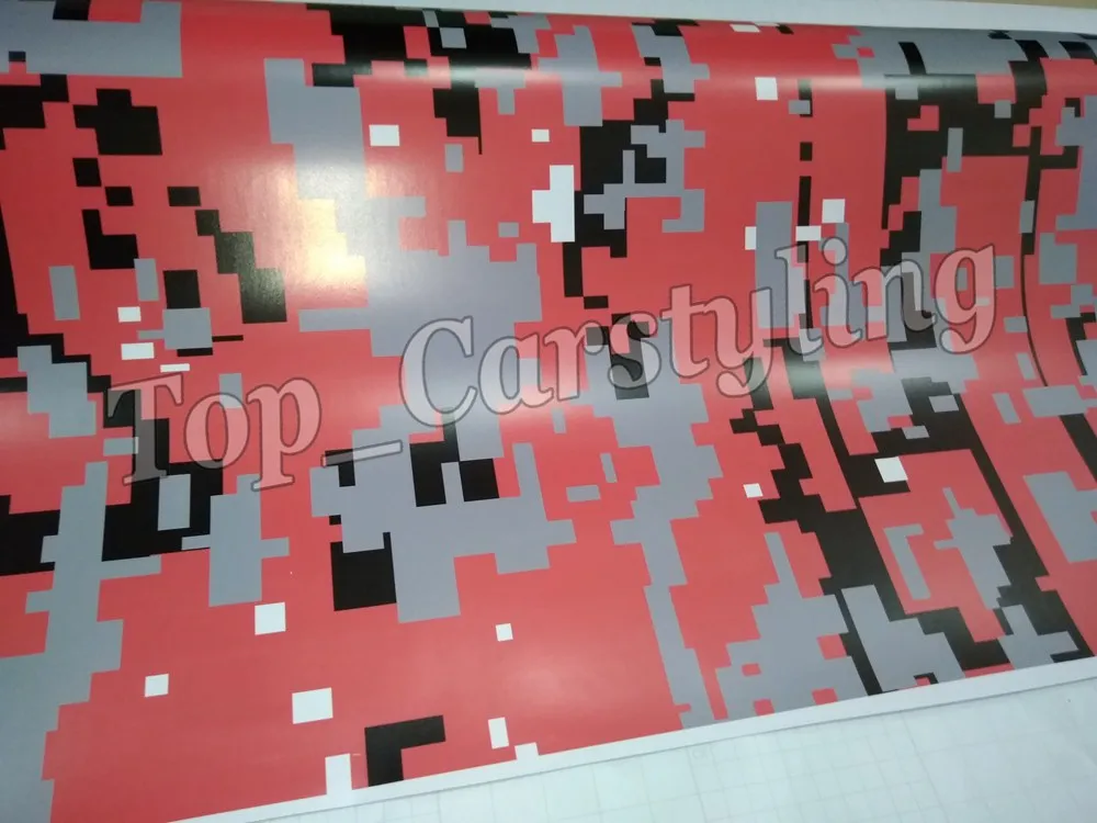 Виниловая пленка для автомобиля красная цифровая камуфляжная с принтом PIXEL Camo