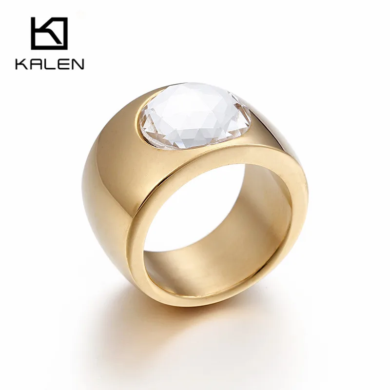 Kalen, большие стразы, кольца для женщин, нержавеющая сталь, Дубай, золотые кольца на палец, Femme, обручальные кольца, ювелирные изделия из Китая