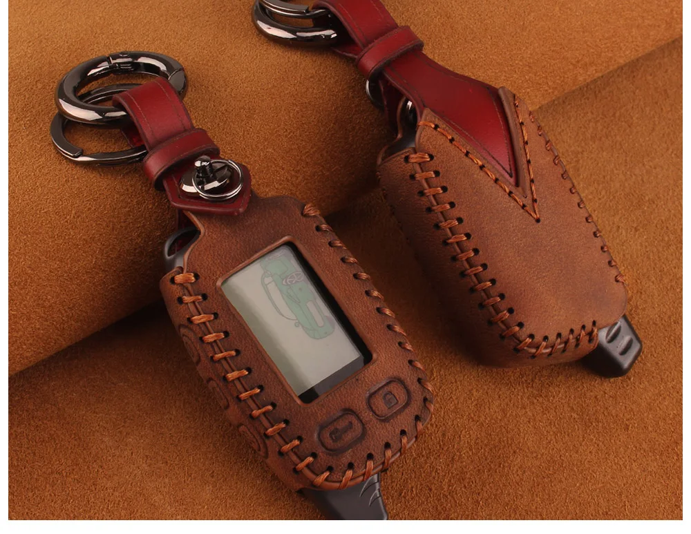 Dandkey из натуральной кожи брелок для ключей Чехол Для Томагавк TW 9010 9020 9030 два 2 Way сигнализации Системы ЖК-дисплей ключей автомобиля для укладки волос
